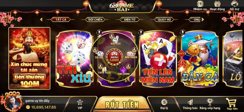 Kho tàng trò chơi phong phú tại 68 game bài