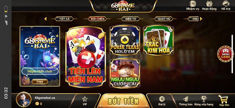 Cài đặt đánh bài tiến liên miền nam tại 68 game bài đơn giản