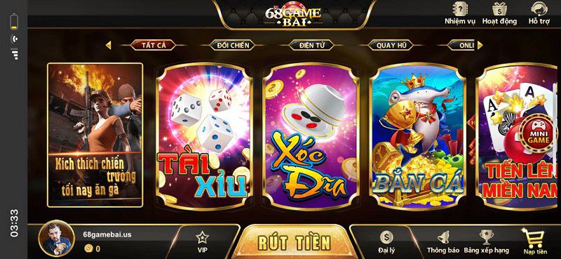 Chơi xóc đĩa 68 Game Bài