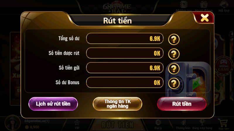 Việc rút tiền tại 68 game bài cực kỳ đơn giản