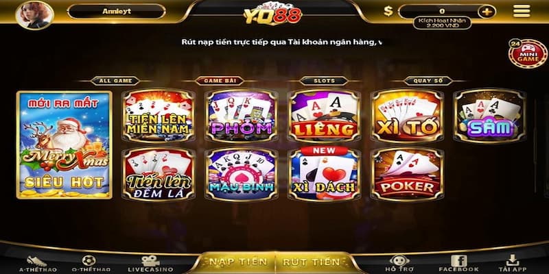 Kho game bài dành cho người chơi tại yo88 net