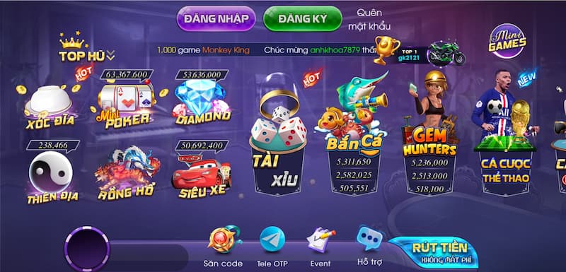 Những trò chơi có tại Sanvip Club