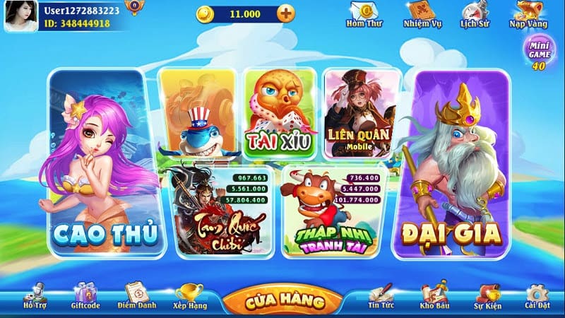 Những trò chơi có mặt tại cổng game vuagiaitri win