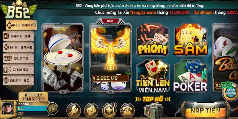 Hệ thống kho game khổng lồ tại B52 club