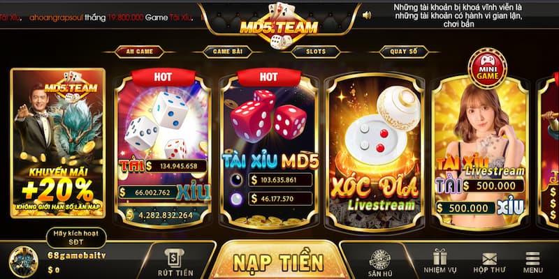 Ưu điểm khi tham gia cổng game MD5