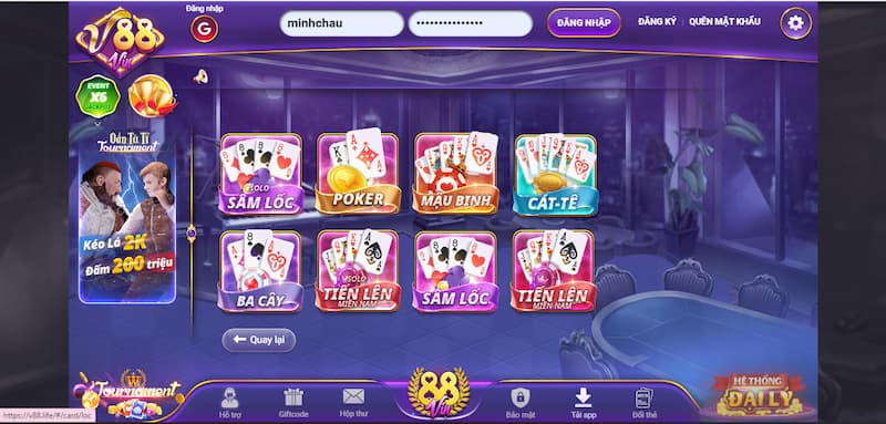 Game bài trực tuyến đổi thưởng tại V88 vin