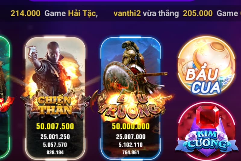 Các sản phẩm tại sảnh game Hũ cá club