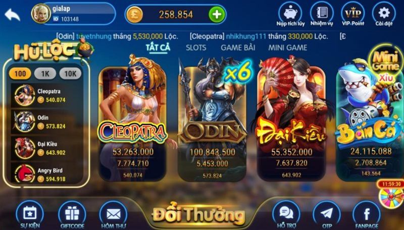 Sản phẩm game đình đám tại Lộc 777