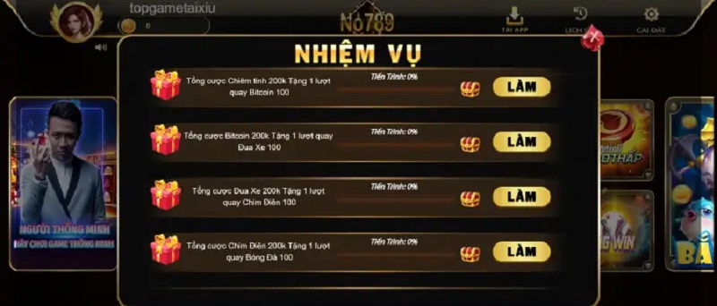 Tham gia các nhiệm vụ nhận thưởng tại No789 club