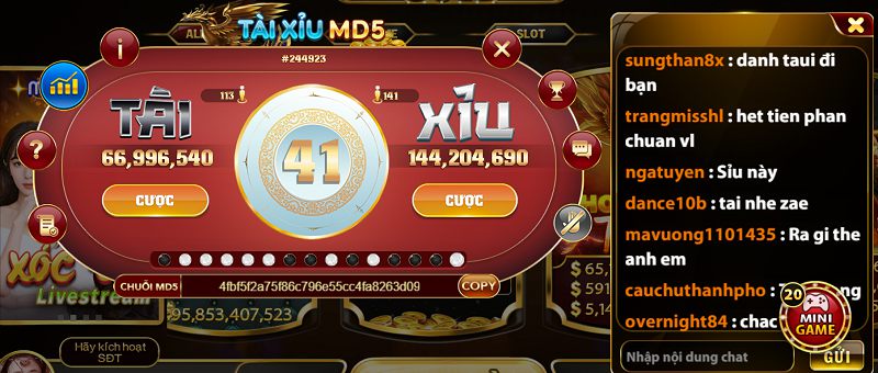 Sảnh game Tài xỉu MD5