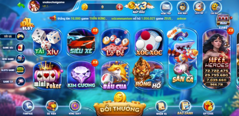 Những trò chơi có tại Vua88 club