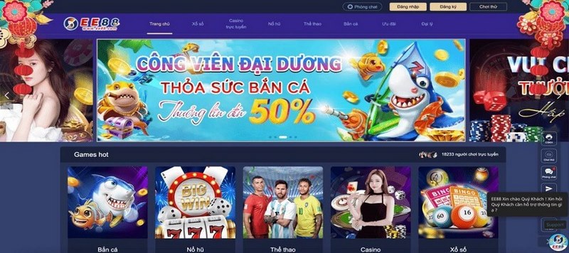 EE88 hợp tác với nhiều nhà phát hành có tên tuổi mang đến kho game hay