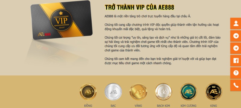 Quyền lợi khi trở thành thành viên VIP AE888