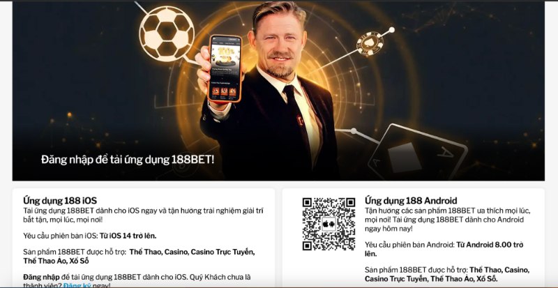 188BET có ứng dụng di động của cả hai hệ điều hành